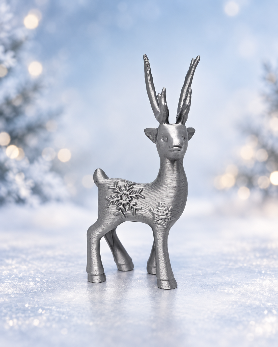Renne de Noël argenté