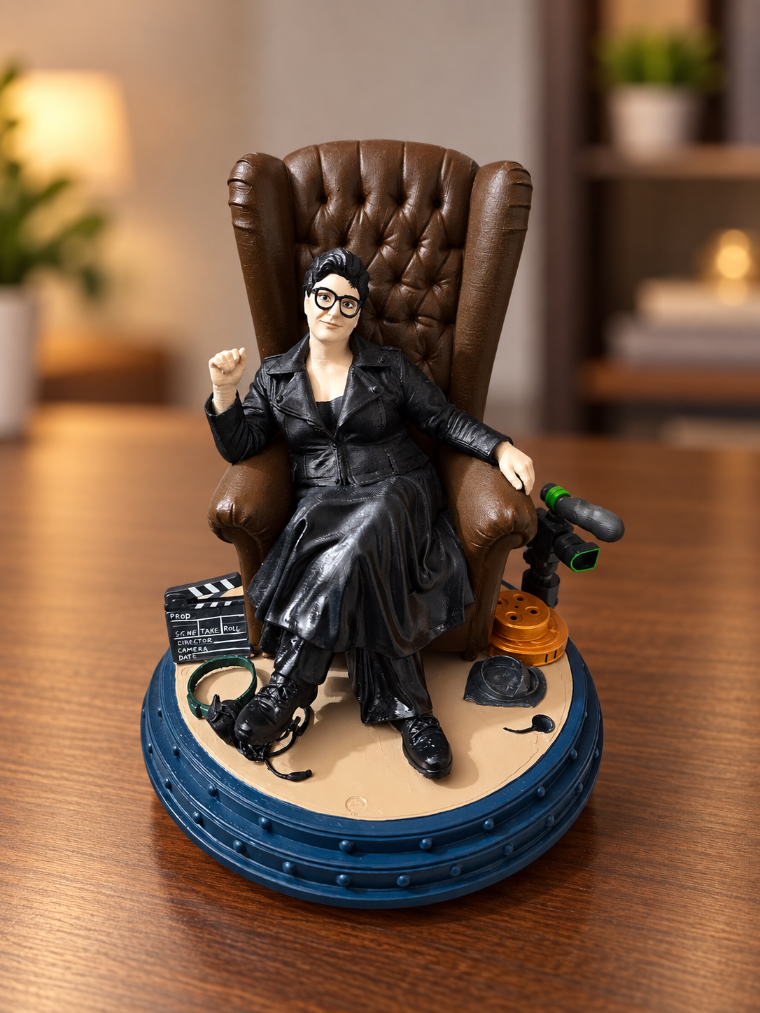 Portrait 3D personnalisé – Une passionnée de cinéma dans son fauteuil